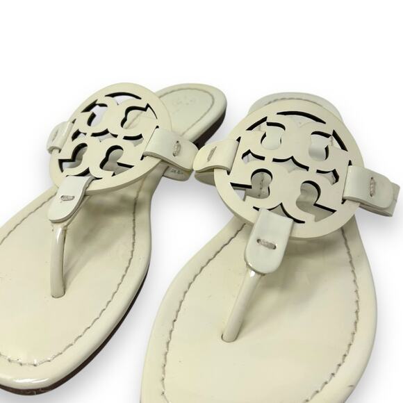 Tory Burch Patent Leather Miller Thong Slip On Sandal New Ivory 5 Women’s - Picture 5 of 13
